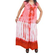 Mogul Women's Long Tank Dress Embroidered Sleeveless Tie Dye Beach Cover Up