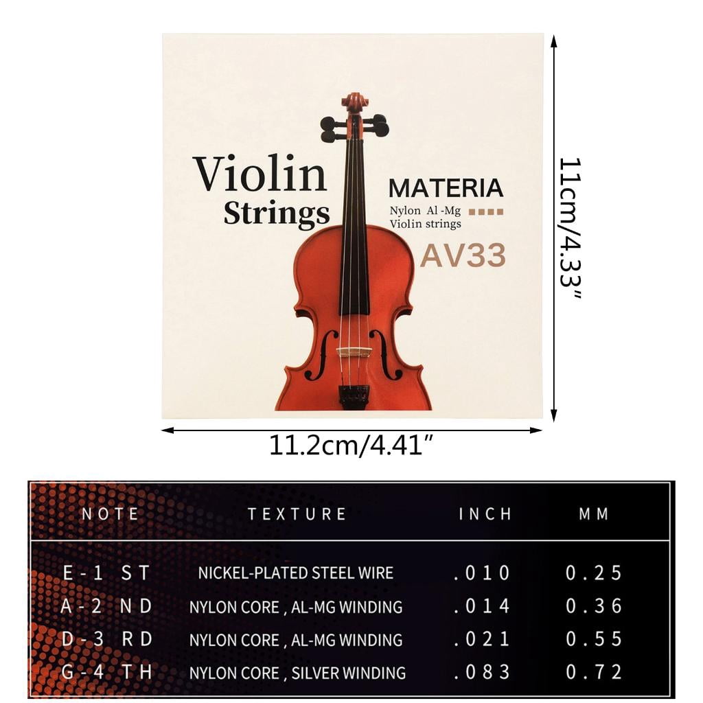 CEORPER Durable AV33 Violin String Universal Set Nylon Violin Fiddle String Replacement Violin Strings Accessory Easy to Use