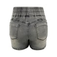 thumbnail image 6 of Stephy Women's High Waist Elastic Waist Tied Jeans Hot Pants Denim Shorts Casual Fashion Shorts Hot Pants Jean Shorts for Women, Gray, S, 6 of 6