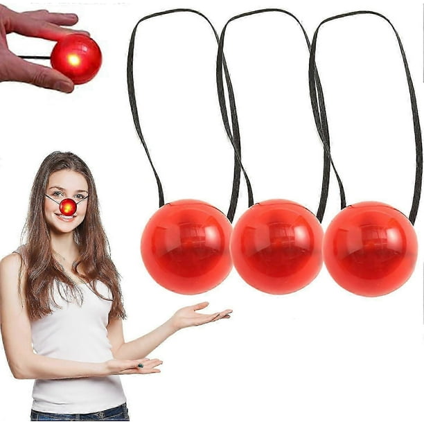 3PCS Red Nose,Light Up Red Clown Nose,Light up Red Nose,Blinking Red Nose,Glowing Red Nose,Novelty Circus Accessory,Party Decoration,with Elastic Band