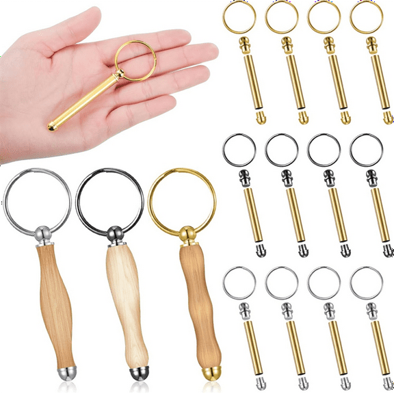 12pcs WoodTurning Keychain Kit Wood Turning Accessories Mandrel for Woodworking Gifts