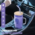 thumbnail image 5 of MUKOKO 32 oz Glass Tumbler , Glass Water Bottle with Capacity Marker and Silicone Sleeve, Iced Coffee Drinking Cup with Straw and Lid, Leakproof Suitable for Cup Holders, Purple, 5 of 7