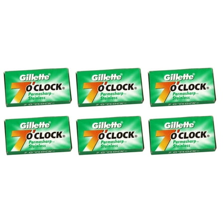 Gillette 7 O'Clock Permasharp Green Double Edge Blades, 10 ct. (Pack of 6)