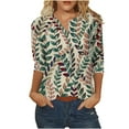 thumbnail image 2 of LSLJS T-Shirts pour Femmes Mode Manches Trois-Quarts Col Rond Rétro Imprimé de Pâques Hauts Amples Blouse, 2 of 5