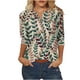 thumbnail image 2 of ICHUANYI Clearance Women's Fashion Three Quarter Sleeve Retro Round Neck Easter Printed Loose Tops Blouse(Khaki, L) ICHUANYI WER2023080806376, 2 of 5