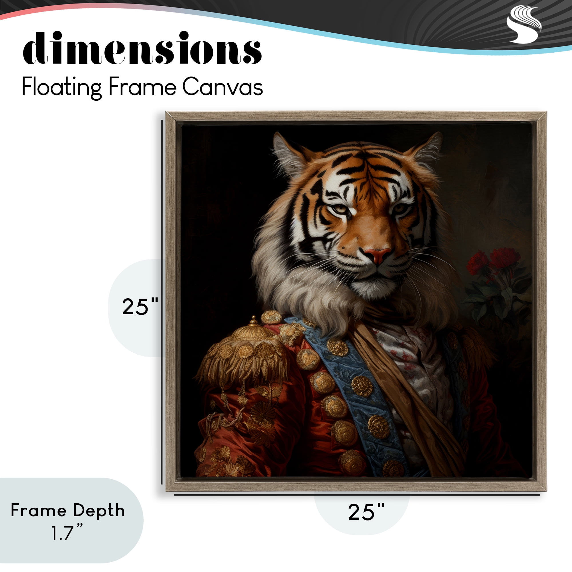Stupell Industries Noble Tiger Transformation Brown Framed Floater Canvas Wall Art, design by Lazar Studio