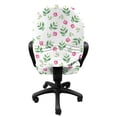 thumbnail image 3 of Floral Office Chair Slipcover, Pinkish Flowers and Leaves Watercolor Paint on a Plain Backdrop Fashion Art, Protective Stretch Decorative Fabric Cover, Standard Size, Pink and Green, by Ambesonne, 3 of 5
