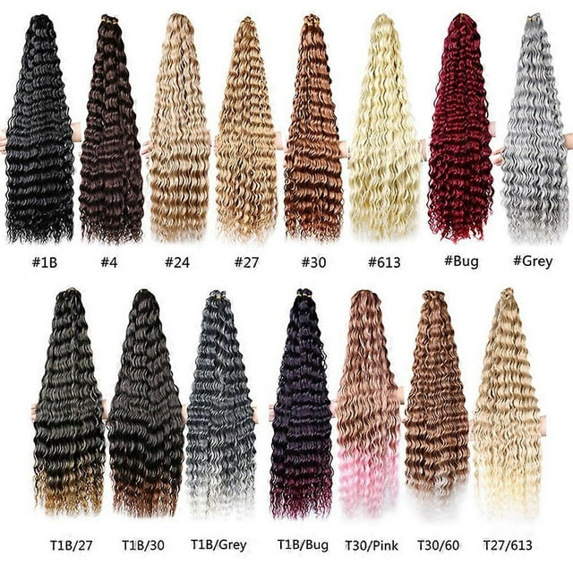 Crochet Hair 30 Inch Deep Wave Bulk Hair Braiding Hair Curly Crochet Hair Natural Synthetic Hair Extension for Women Girls