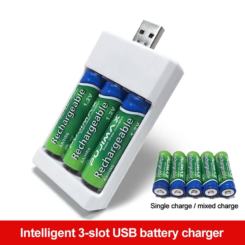 Slots AAA/AA Battery Charger USB Fast Charging Adapter Rechargeable Plug Case - Walmart.com