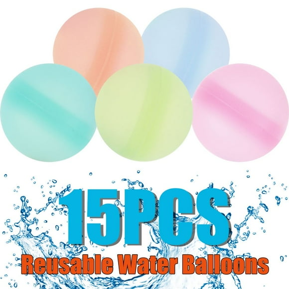 15Pcs Water Balloons Reusable Water Splash Ball Silicone Summer Water Toy Self Sealing Water Fight Balloons Soft Water Game Beach Toy Quick Fill for Boys Girls Adults