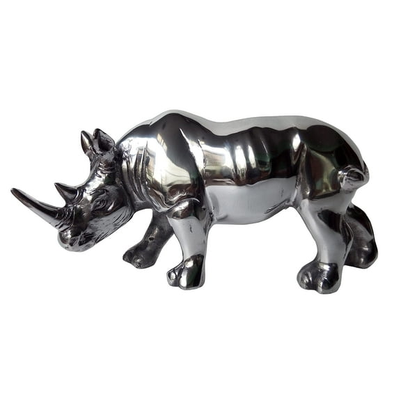 Metal Rhino Statue Sculpture Rough & Tough Unique Attractive Rhino Statue A Excellent Item for Decorations by INDAIAART12 (Silver)