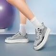 thumbnail image 4 of Ticikt Women's Glitter Platform Athletic Tennis Walking Shoes Sparkly Sequin Lightweight Non Slip Casual Comfort Fashion Sneakers,Color:Silver,Size:8, 4 of 9