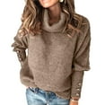 thumbnail image 2 of Gvmfive Women's Roll Neck Solid Long Sleeve Buttons Casual Knit Sweater, 2 of 3