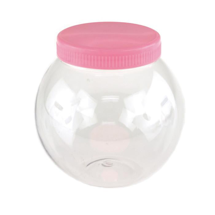 Plastic Round Favor Container with Lid, 41/2inch, Large, Light Pink