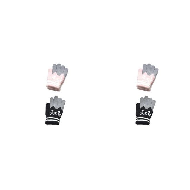 Guantes para niños Sonducket 2 pares dedos completos rosa negro