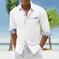thumbnail image 2 of Mens Shirts Color Matching Digital 3D Printing Button Down Holiday Seaside Beach Long Sleeve Blouse Casual Summer Tops White XL, 2 of 4