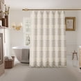 thumbnail image 7 of Inhousolu Woven Fabric Shower Curtain 256GSM, Tufted Striped, Waterproof & Wrinkle Free, Weighted Hem, 72x72 inch, Ivory, 7 of 7
