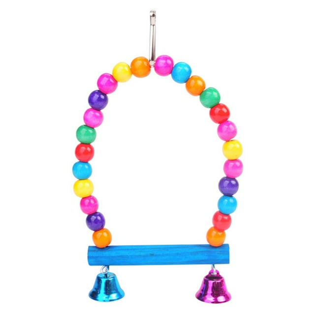 Parrot Swing Perch Arch Design Wood Bird Cage Swing Bird Hanging Perch with Bell