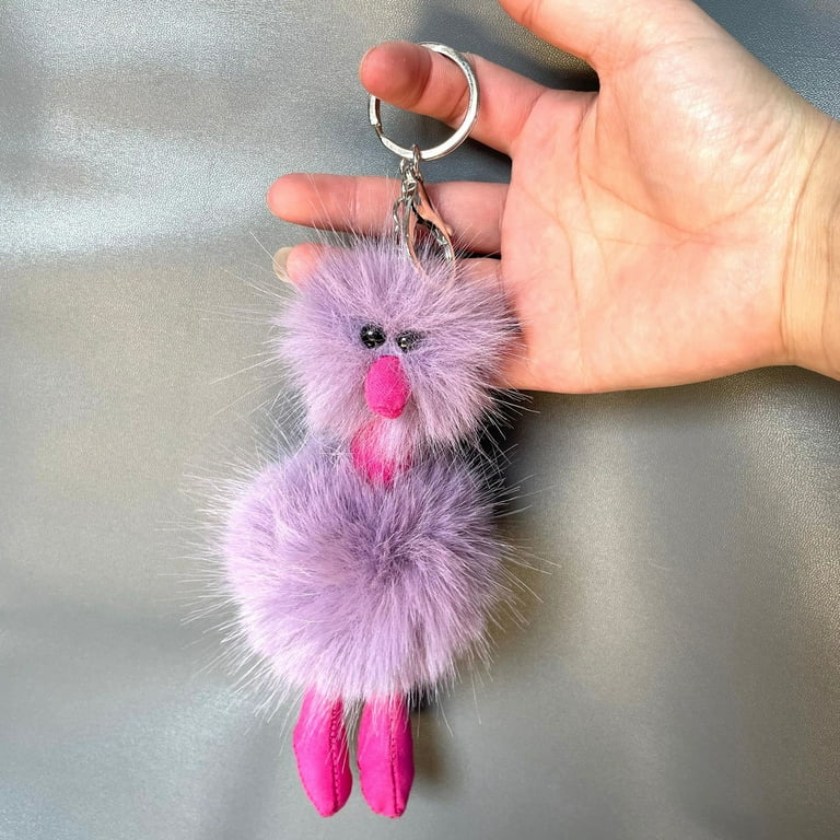 18cm Multicolor Light pink Real Fox Fur Ball Pom Pom Bag Charm Keychain  Pendant