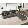 thumbnail image 2 of Merluxy Modular Sectional Sofa, 6 Seats Couch with Ottomans, Grey Chenille Sofa for Living Room, 2 of 5
