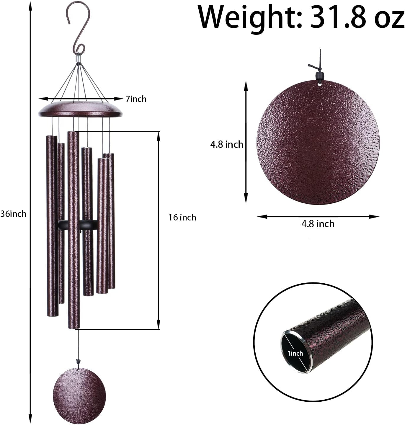 Wonder Garden Outdoor Metal Wind Chime With Deep Soothing Tone  Perfect Gift For Garden, Patio, Outdoor Decoration
