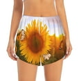 thumbnail image 2 of Rateoe butterflies flying near sunflower in field Printed 2 in 1 Women's Workout Shorts for Athletic Gym Running Shorts with Phone Pockets-X-Large, 2 of 7