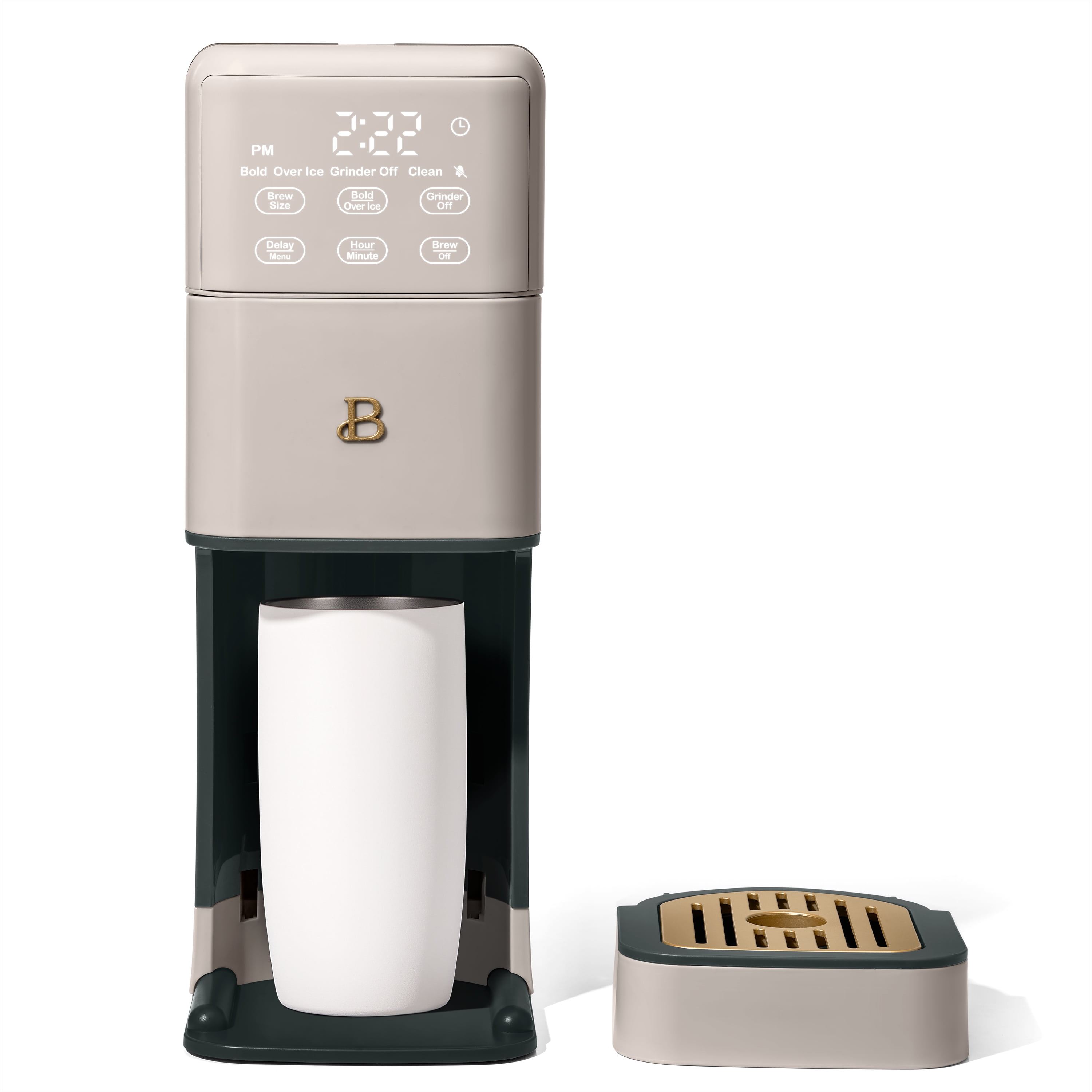 Beautiful Perfect Grind™ Programmable Single Serve Coffee Maker, Porcini Taupe by Drew Barrymore