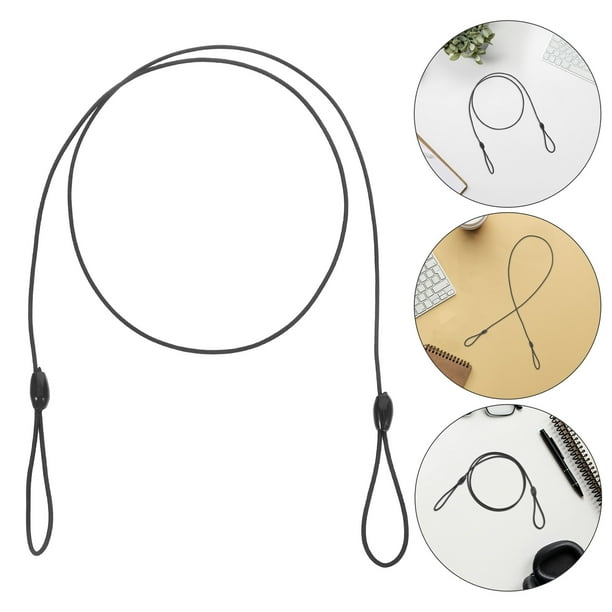 ADDHAT 10Ud Lanyard Elástico Negro Para Stylus Y Gafetes Con Clip Antiperdida