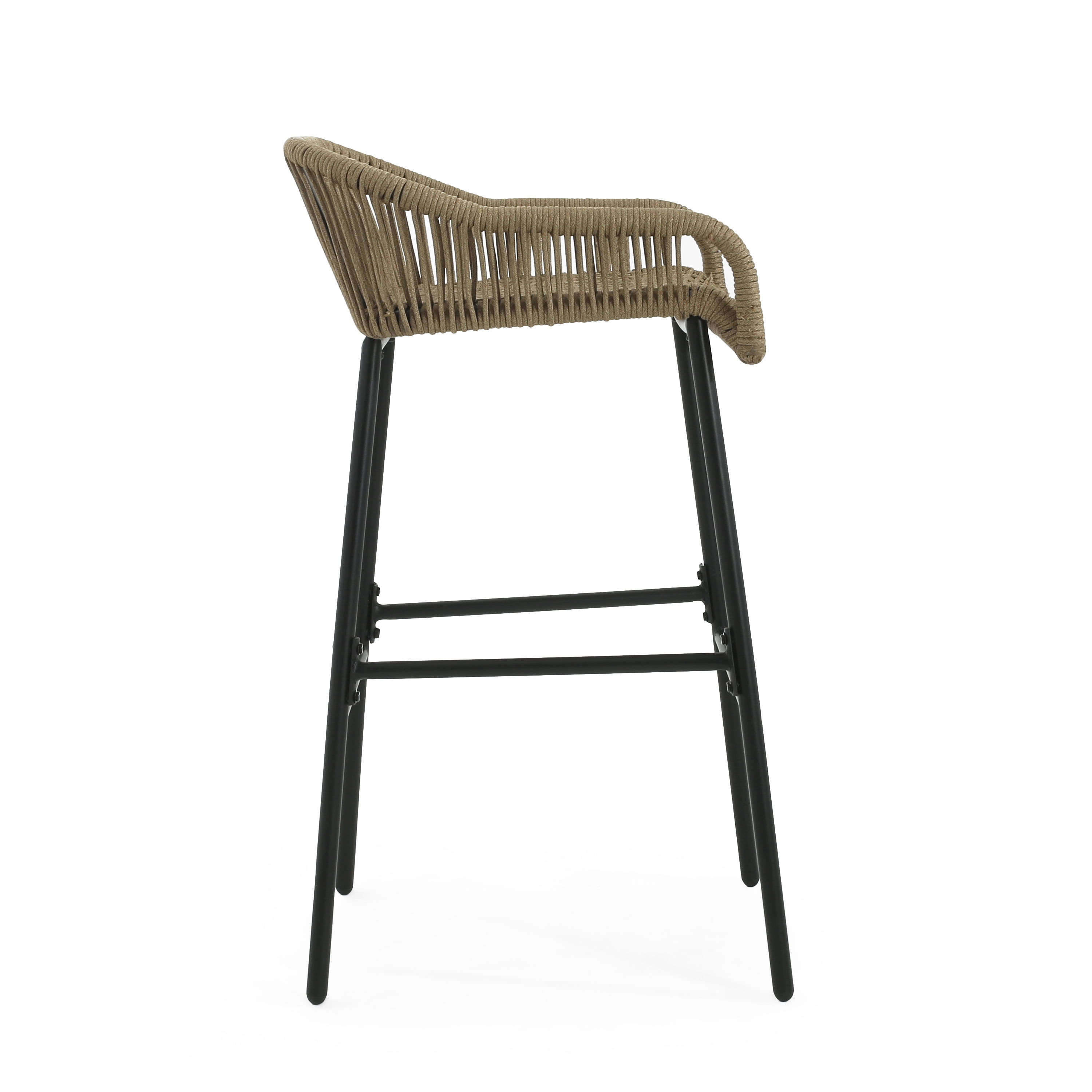 Outdoor Rope Bar Stools Set of 2 for Patio Bar Counter, Brown