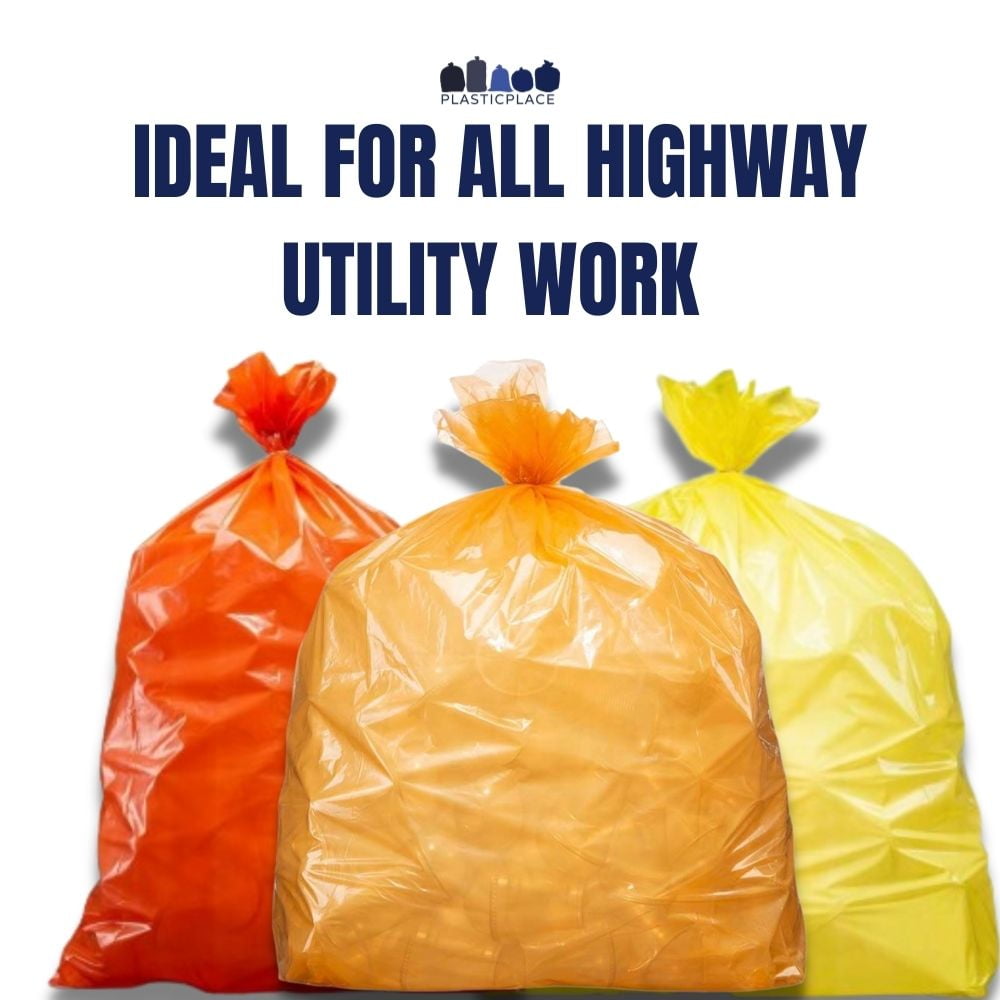 Plasticplace 32-33 Gallon Trash Bags │ 1.5 Mil │ Orange Garbage Can Liners │ 33” x 39” (100 Count)