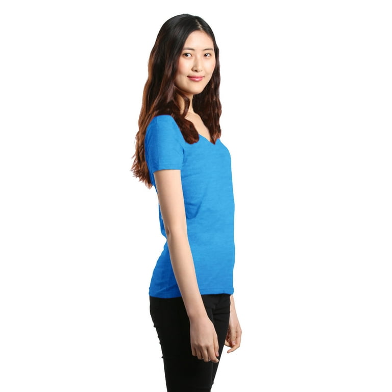 Shop4ever Maglietta Donna Scollo A V Jesus Cross – Blu, XX-Large