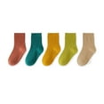 thumbnail image 3 of LZHGirlshop 5PC Socks for Boys Children's Socks Candy Colored Double Needle Baby Mid Calf Socks Fashionable Children's Socks,5PC B,5-7T, 3 of 6