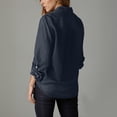 thumbnail image 6 of Aboser Womens Boyfriend Denim Shirts Button Down Western Shirt Casual Long Sleeve Jean Shirts 3/4 Sleeve Chambray Blouses Baggy Lapel Collar Work Jacket, 6 of 7