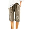 thumbnail image 2 of BVXEEP Women's Shorts and Linen Fashionable Summer Womens Shorts Dressy Casual Printing Elastic Waist 5-inch Pants Drawstring Womens Shorts Casual 5-inch Shorts, 2 of 4