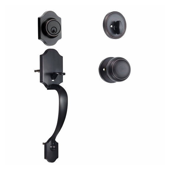 Front Door Lock Set, Oil Rubbed Bronze Handleset with Deadbolt, Adjustable Door Knob, Single Cylinder Entry Door Hardware, for Exterior Entry Doors, Right/Left Hand