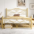 thumbnail image 4 of VECELO Full Size Metal Platform Bed Frame with Arched Headboard and Footboard, Heavy Duty Steel Slat Support, Under-Bed Storage, No Box Spring Needed, Gold, 4 of 8