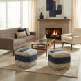 thumbnail image 4 of Simpli Home Grady 18 inch Wide Contemporary Square Pouf in Blue and Natural Handloom Wool and Cotton, 4 of 8