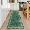 thumbnail image 3 of FairOnly Modern Machine Washable Plain 2'x6'Runner Rug with Ruffled Border Non Slip Soft Carpet for Living Room Kitchen Entrance,Green, 3 of 7