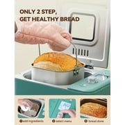 Neretva Bread Maker, 20-IN-1 2LB Bread Machine Dual Heater Bread Maker Machine Automatic with Nonstick Ceramic Pan, 15H Timer & 1H Keep Warm Set, Low Noise, Stainless Steel Breadmaker Recipe-Green
