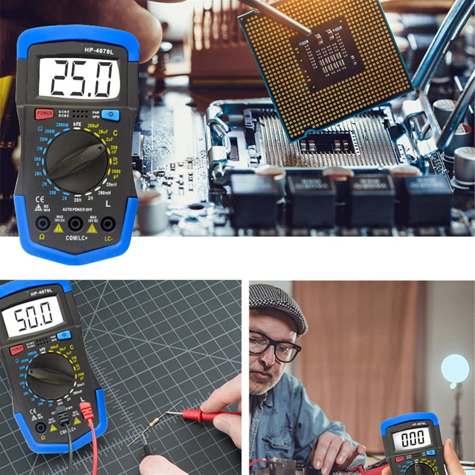 4070L Capacitance Inductance Resistor Tester Multimeter Capacitor 2000pF-200F Digital LCD Meter With Backlight LCR Meter ,Versatile Measurement