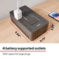 thumbnail image 2 of Staples TECH 650VA UPS Battery Backup &ndash; 8-Outlet Standby Power Supply & Surge Protection for Computers, 2 of 7