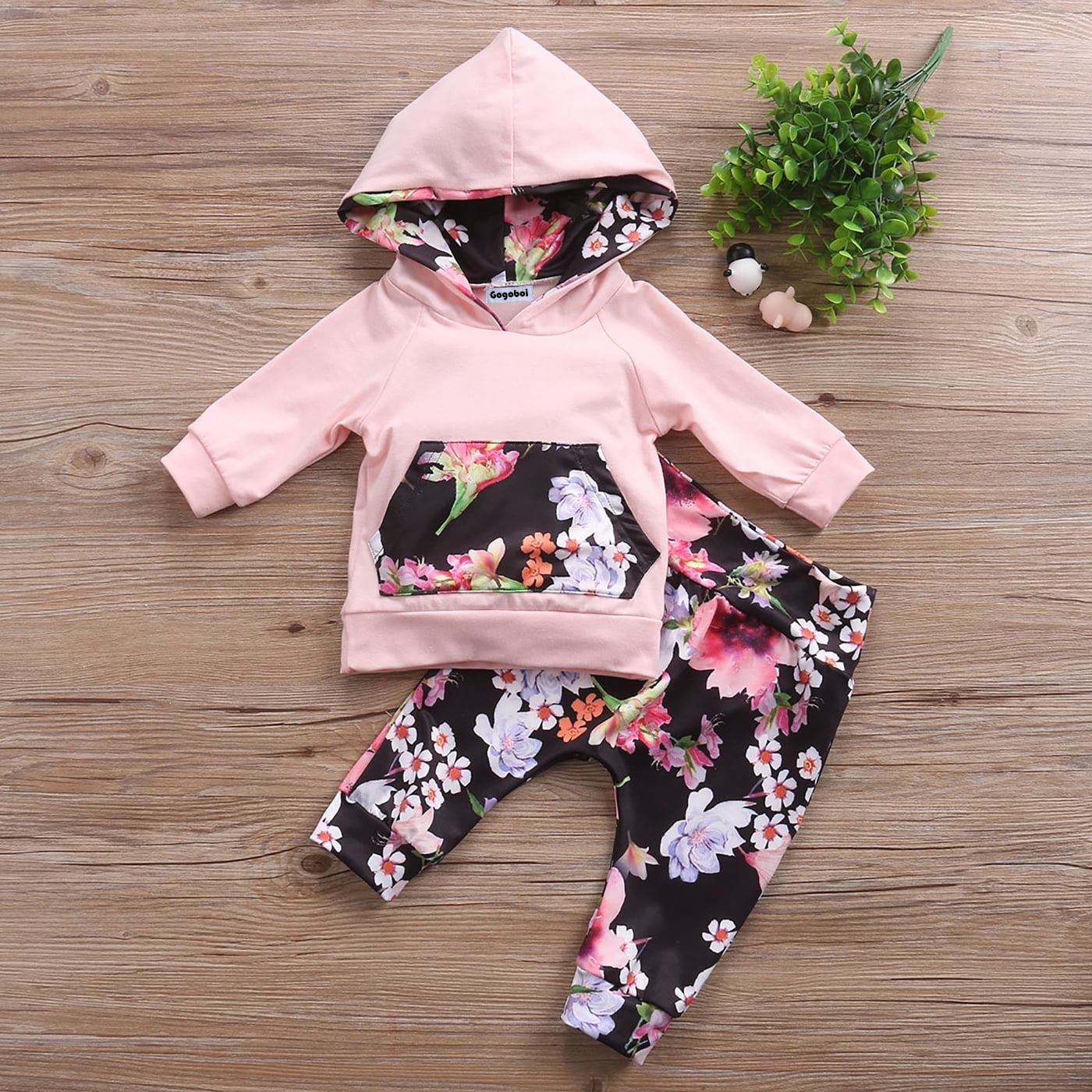 Flower Toddler Newborn Baby Girl Hooded Top+Leggings Outfits 2PCS