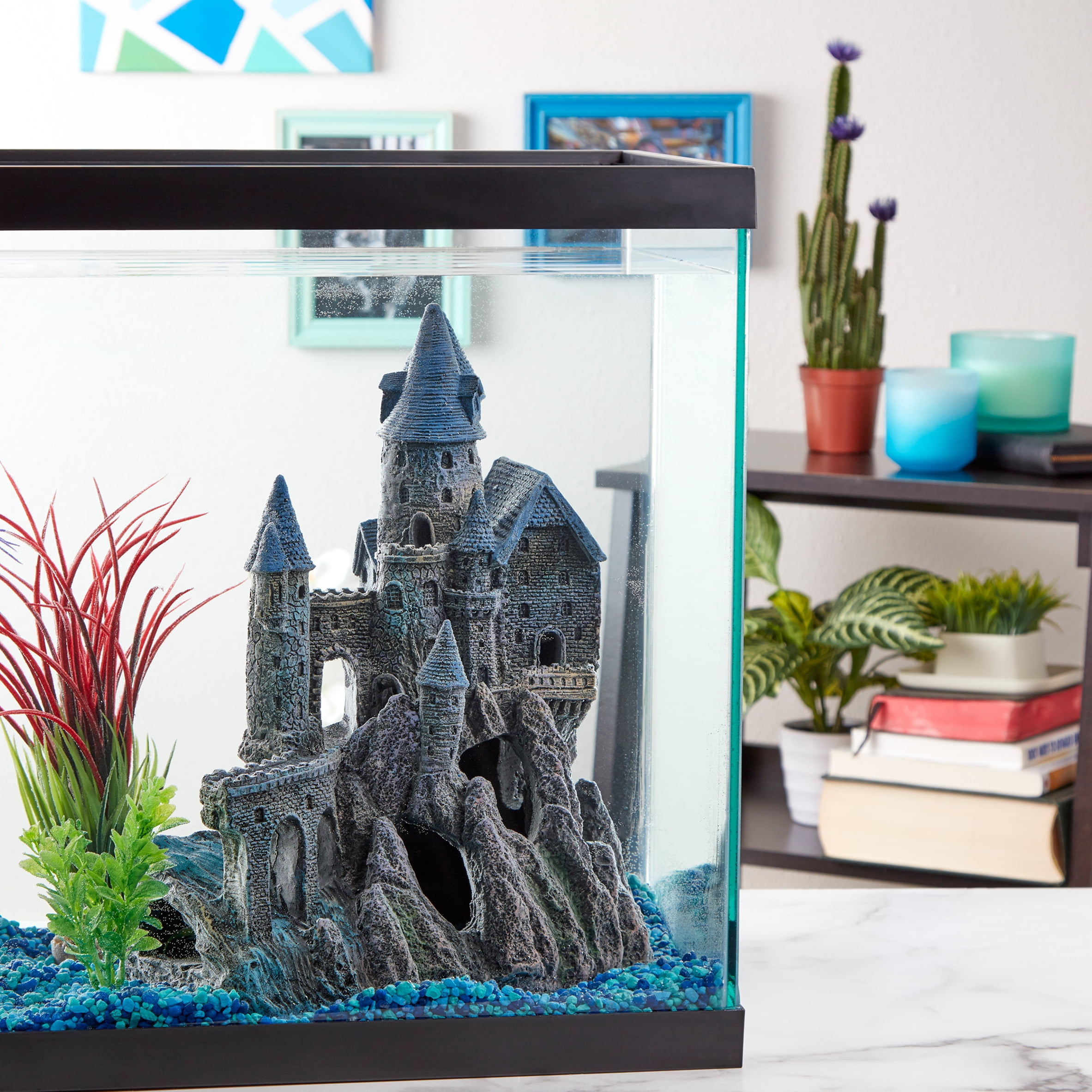 Penn-Plax Deco-Replicas Age-of-Magic Magical Blue Castle - Aquarium Resin Ornament - for Fish Tanks