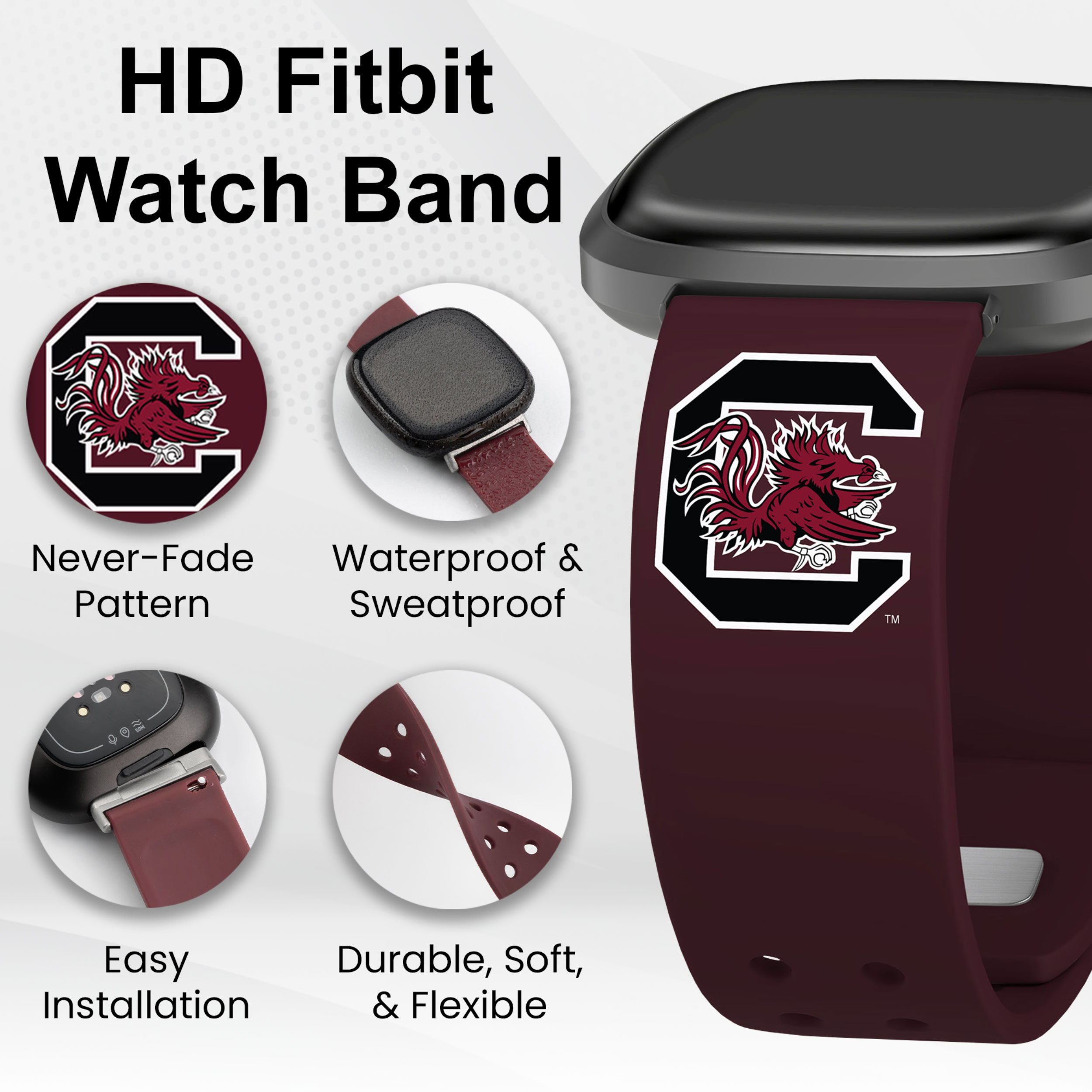 South Carolina HD Elite Edition Unisex Watch Band for FitBit Versa 3 & Sense (Long)