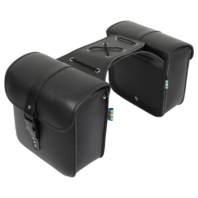 Unique Bargains Pair Motorcycle Saddlebag Side Bags Cycling Luggage Bag Quick Release Buckles Dark Brown