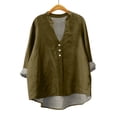thumbnail image 4 of ManxiVoo Breathable Linen Blouse for Women Long Sleeve V Neck Shirt with Front Pockets Casual Chic Style XXL Size Bronze, 4 of 4