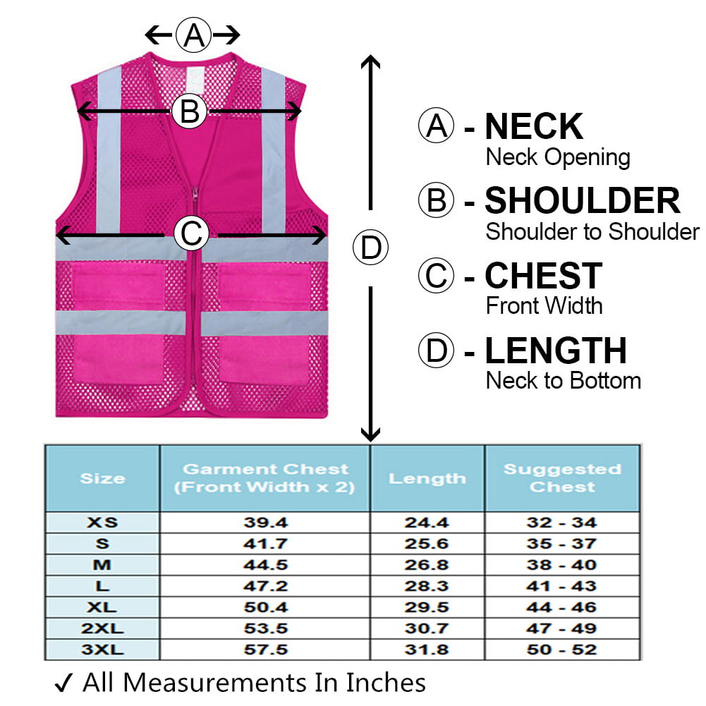 GOGO Unisex US Big Mesh Volunteer Vest Zipper Front Safety Vest with Reflective Strips and Pockets-Blue1-US XS 