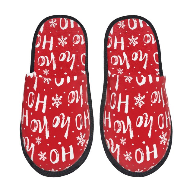 Fotbe Hohoho Pantuflas Peludas para Mujer con Estampado, Zapatillas de Peluche, Zapatos de Invierno para Casa, Uso Interior y Exterior-Large