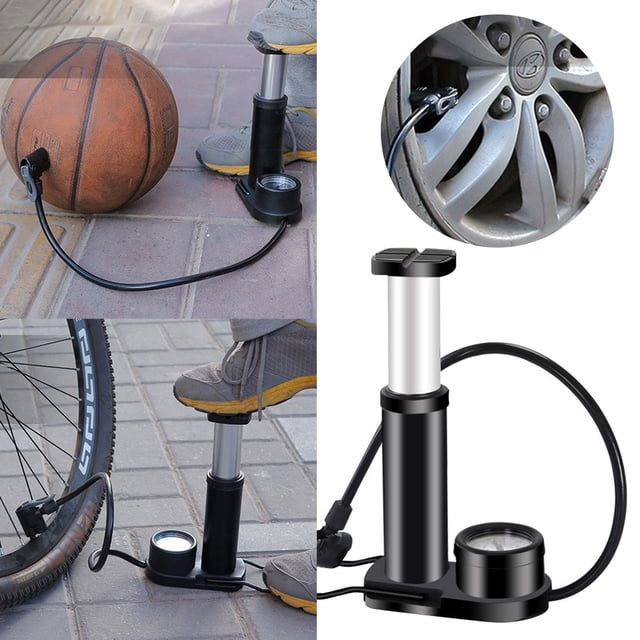 Cqxid Inflator Under $10 Mini Portable Foot Pump With Pressure Gauge Tire Air Pump Black