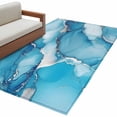 thumbnail image 3 of 2.7x5 Washable Area Rug, Abstract Marble Texture Non-Slip Rectangle Rug for Bedroom Bedside, Blue Gary Water Ripples Indoor Floor Mat for Home Decor, 3 of 9